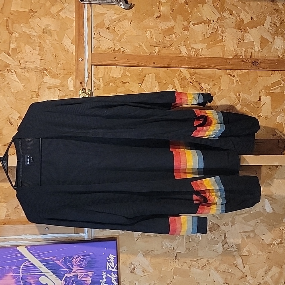 Torrid black and rainbow cardigan